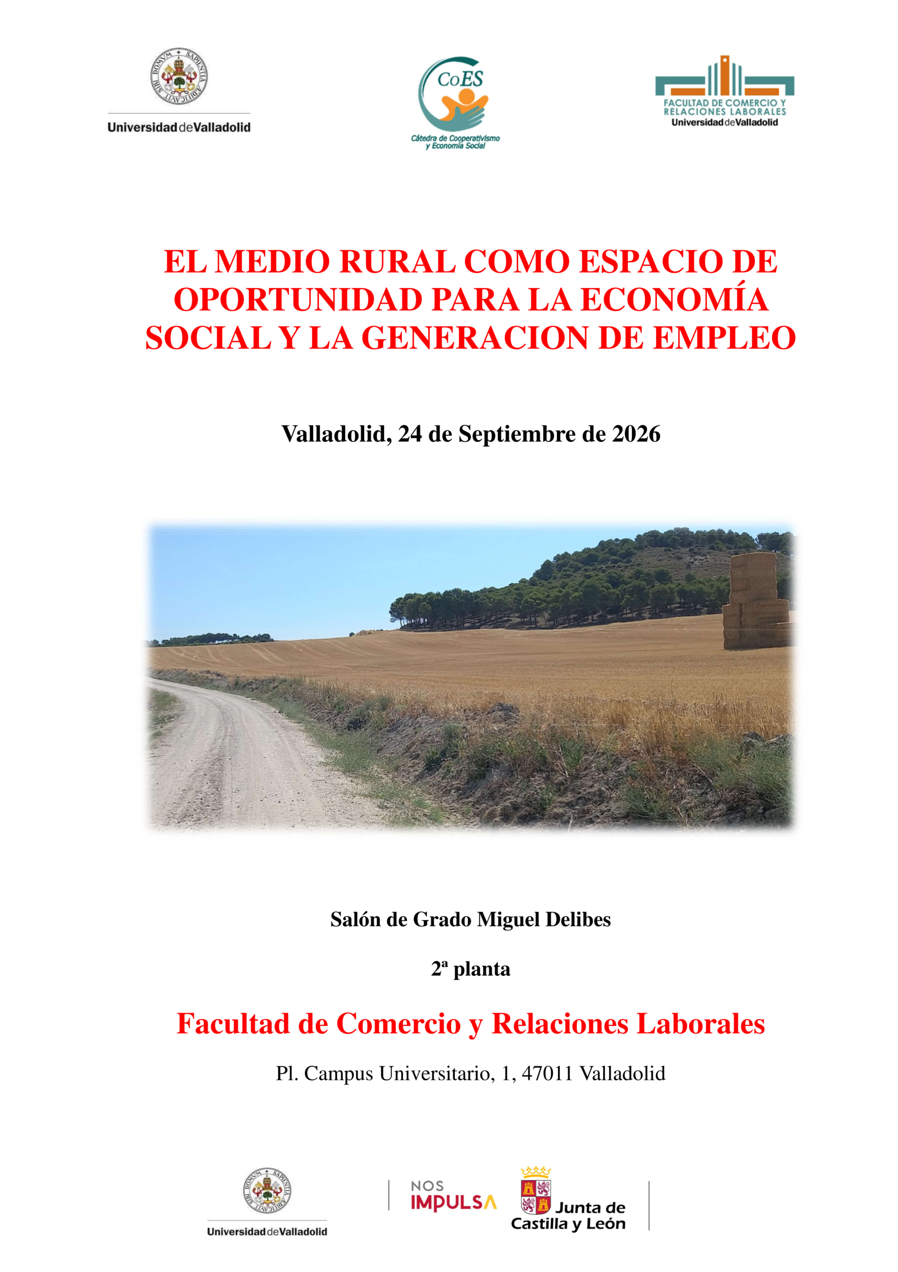 CARTEL JORNADA. EL MEDIO RURAL COMO ESPACIO DE OPORTUNIDAD PARA LA ECONOMÍA SOCIAL Y LA GENERACION DE EMPLEO